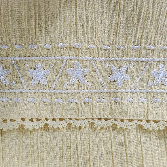 Denim & Co. Top Womens Short Sleeve Gauze Peasant Embroidery 3X Yellow Square - Picture 8 of 11